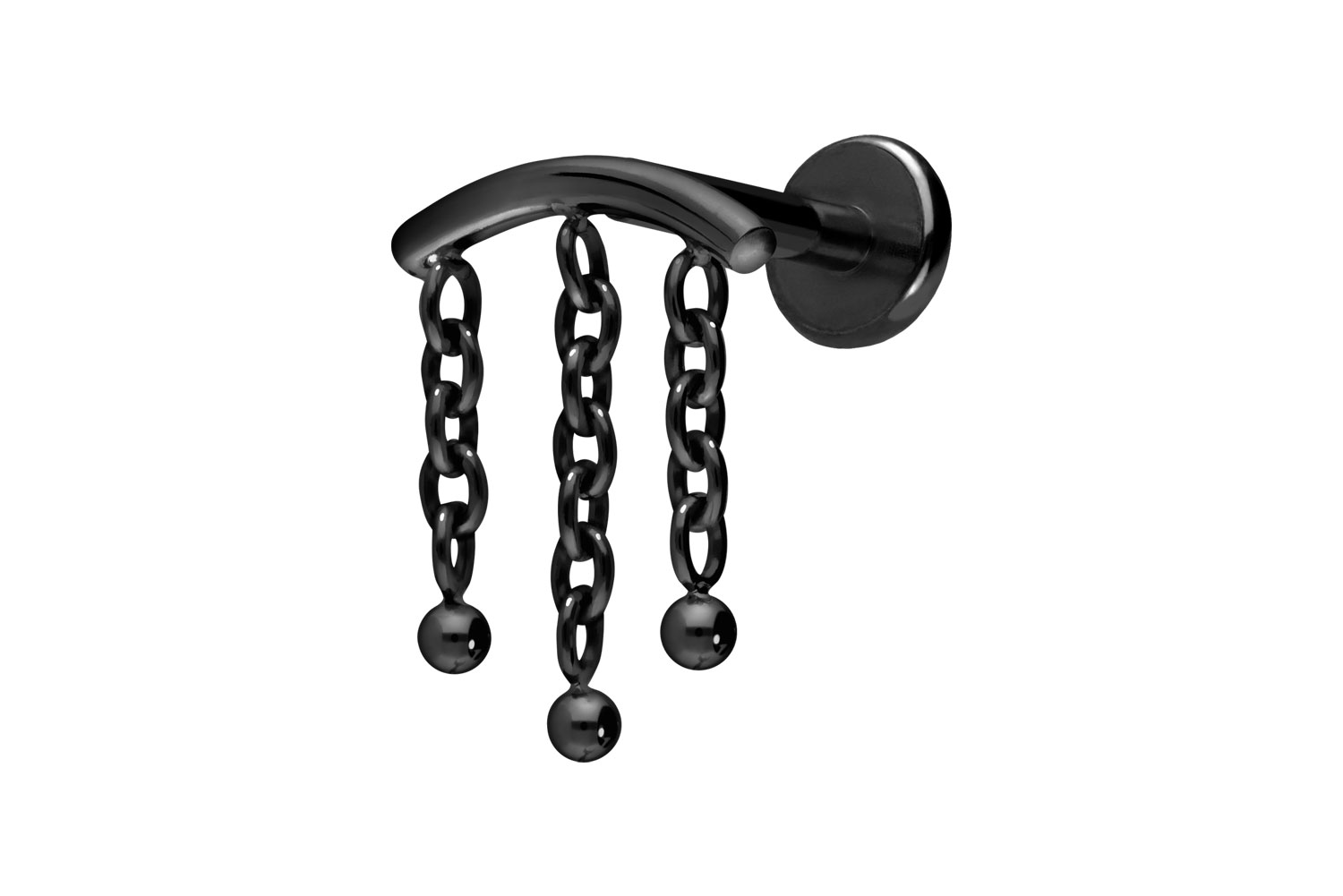 Titan Labret Piercing mit Push Fit BOGEN + 3 KETTEN